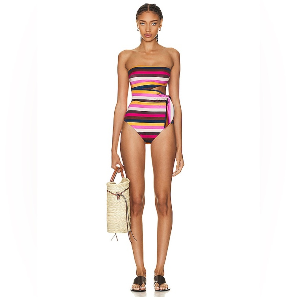 Zimmermann Striped Cutout Scarf Tie One Piece Swimsuit - Picture 3 of 15